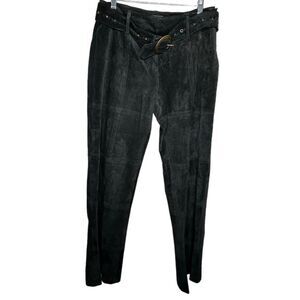 Garson by Rem Garson Black Suede Pants‎ with Belt